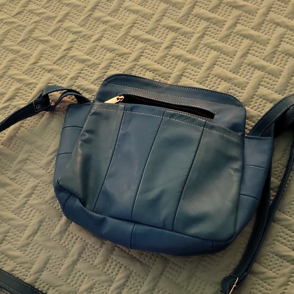 Blue leather purse